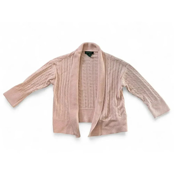 Ralph Lauren Women's Sweater Open Cardigan Size Medium Pink Silk/Cashmere - Picture 5 of 10